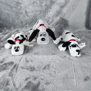 Tonka Spotted Pound Puppies Newborns Trio 2-Black & White 1-Gray Black & Brown‎